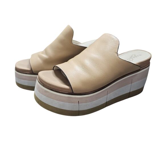 Naked Feet Sandals Womens 6 Flow Platform Wedge Slide Leather Minimal Coastal - Picture 1 of 8
